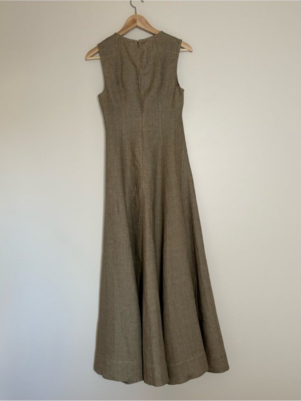 NEW Reformation Cecilia Linen Sleeveless Maxi Dress Dark Oatmeal Tan | US 4 UK 8 - Picture 7 of 14